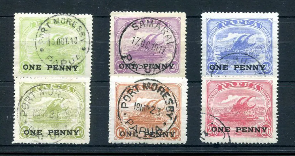 1917 "ONE PENNY" surcharges set of 6 fine used, ... Image 1++
