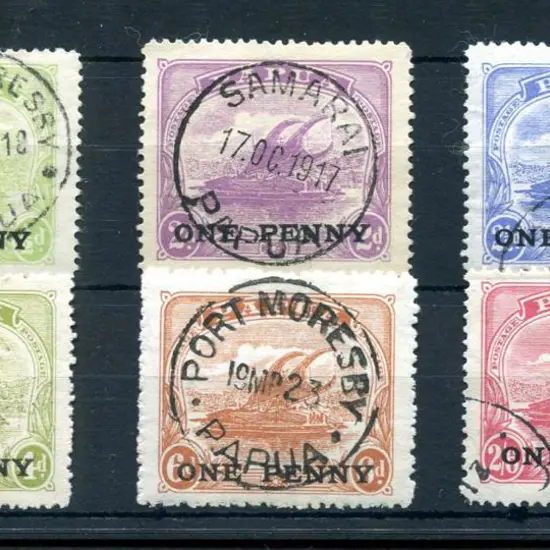1917 "ONE PENNY" surcharges set of 6 fine used, ...