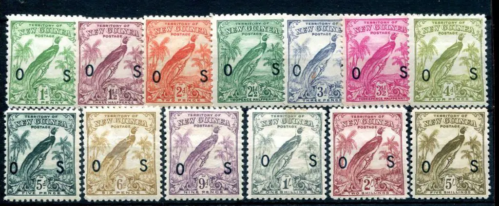 1932 1d to 5/- "undated" BOP set ovptd "OS". MLH ... Image 1++