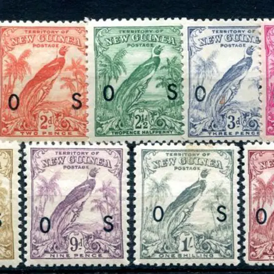 1932 1d to 5/- "undated" BOP set ovptd "OS". MLH ...