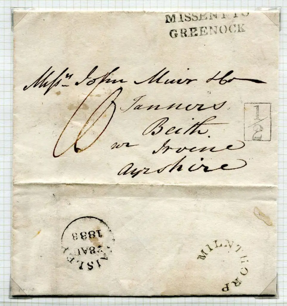 1833 (28th Aug) entire showing horseshoe undated ... Image 1++