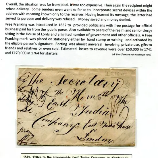1834 pre-stamp cover with background info on free ...