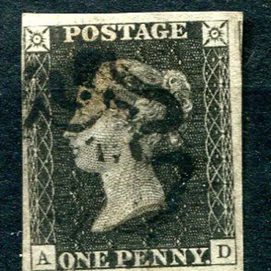 1840 1d black with close to large margins. Fine ...