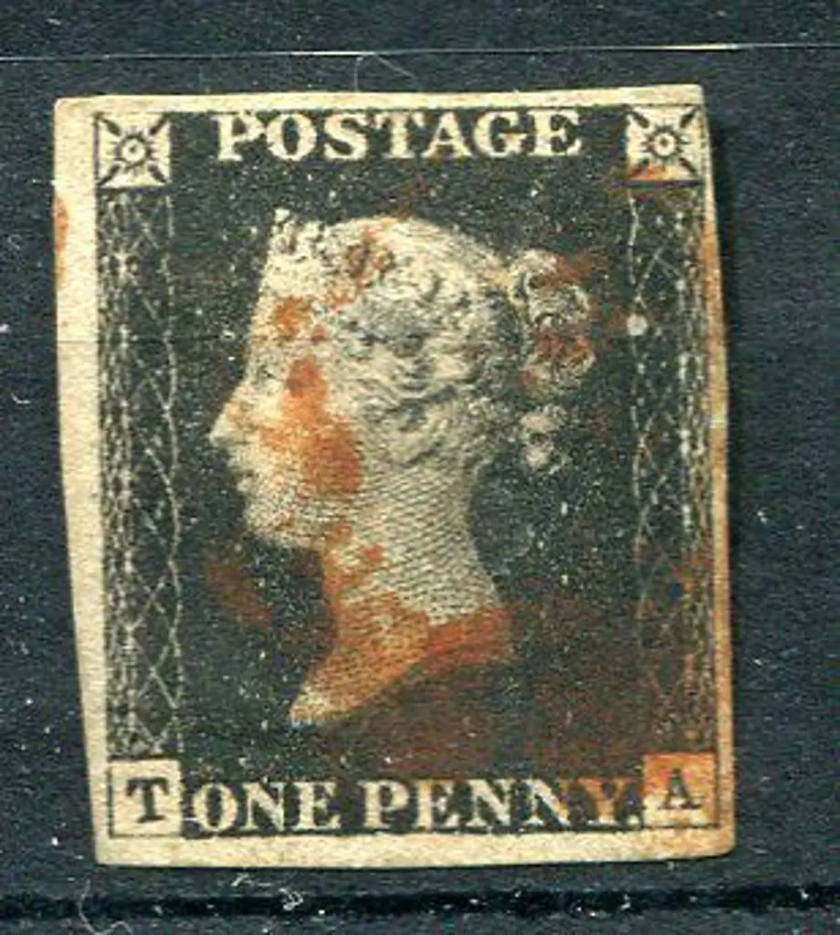 1840 1d black with red Maltese Cross. Close to ... Image 1++