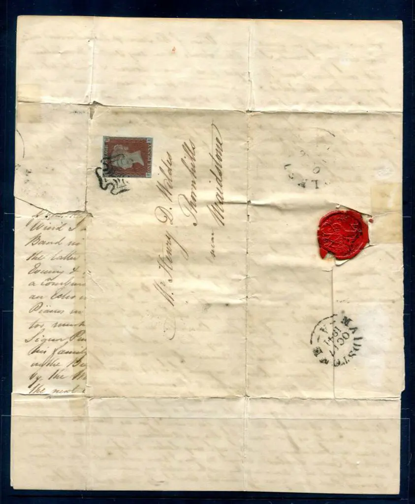 1841 (Oct) 1d red-brown (SG 8) imperf on blued ... Image 1++