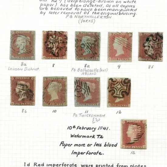 1841 1d imperfs written up on album page showing a ...