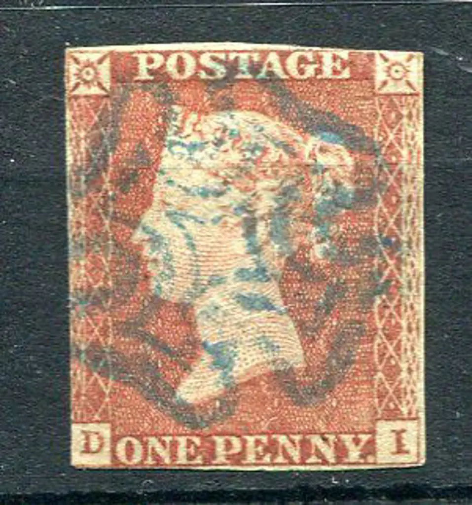 1841 1d red with close to touching margins tied by ... Image 1++