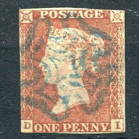 1841 1d red with close to touching margins tied by ...