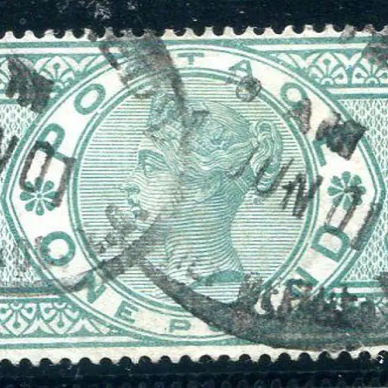 1891 £1 green QV. Used with two part 21 JUN 01 ...