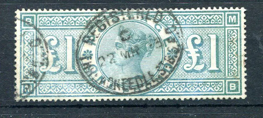 1891 £1 green QV. Fine used with central ... Image 1++