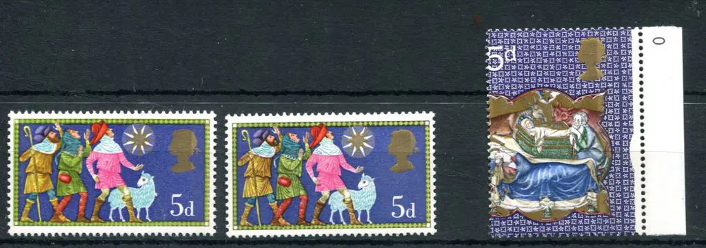 1969 5d Christmas with QEII head embossing omitted ... Image 1++