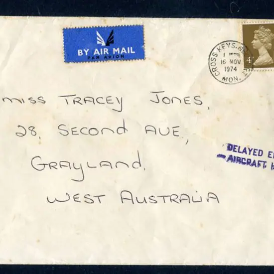 1974 London to Perth envelope with 4p Machin & 5½p ...
