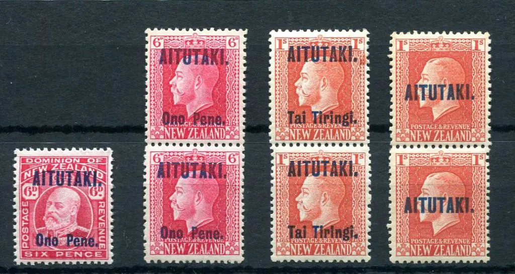 Aitutaki 1916 6d KEVII ovptd "AITUTAKI One Pene." ... Image 1++