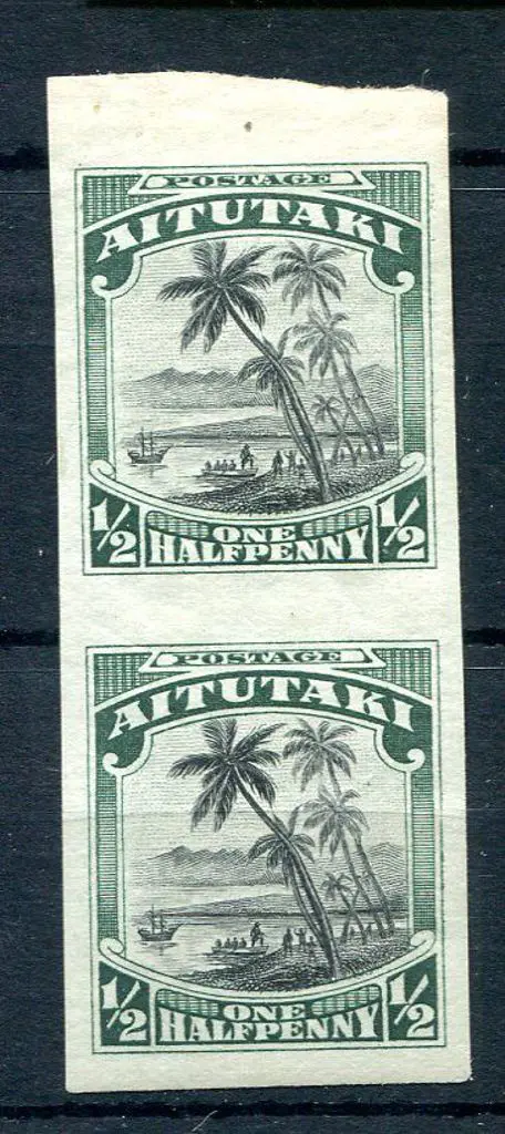 Aitutaki 1920 ½d black & green MUH imperforate ... Image 1++