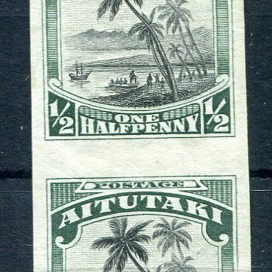 Aitutaki 1920 ½d black & green MUH imperforate ...