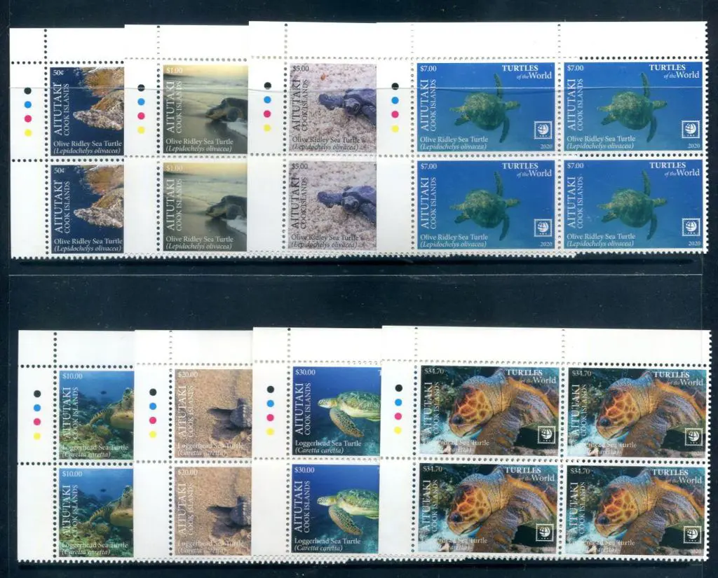 Aitutaki 2020 Turtles of the World set of 8 in ... Image 1++