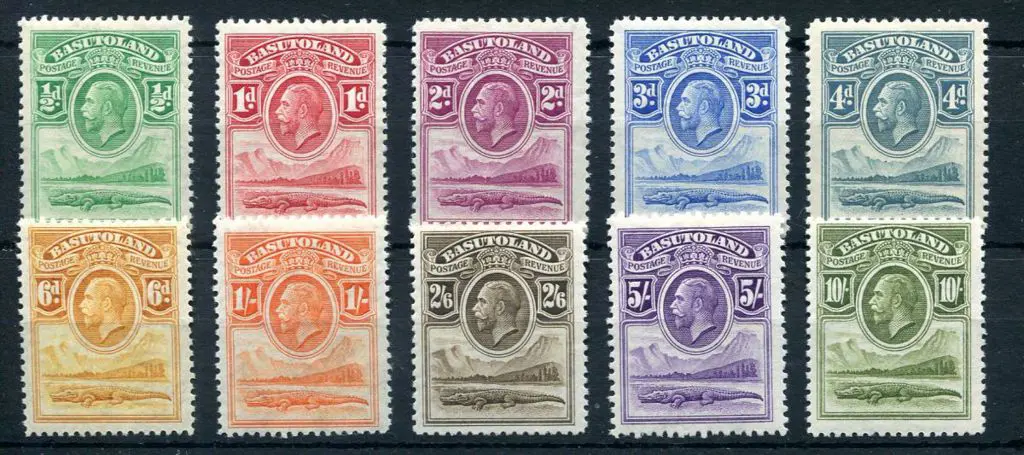 Basutoland 1933 ½d to 10/- KGV defins complete ... Image 1++