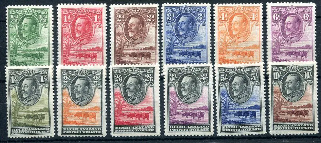Bechuanaland 1932 KGV Cattle defin set of 12 to ... Image 1++
