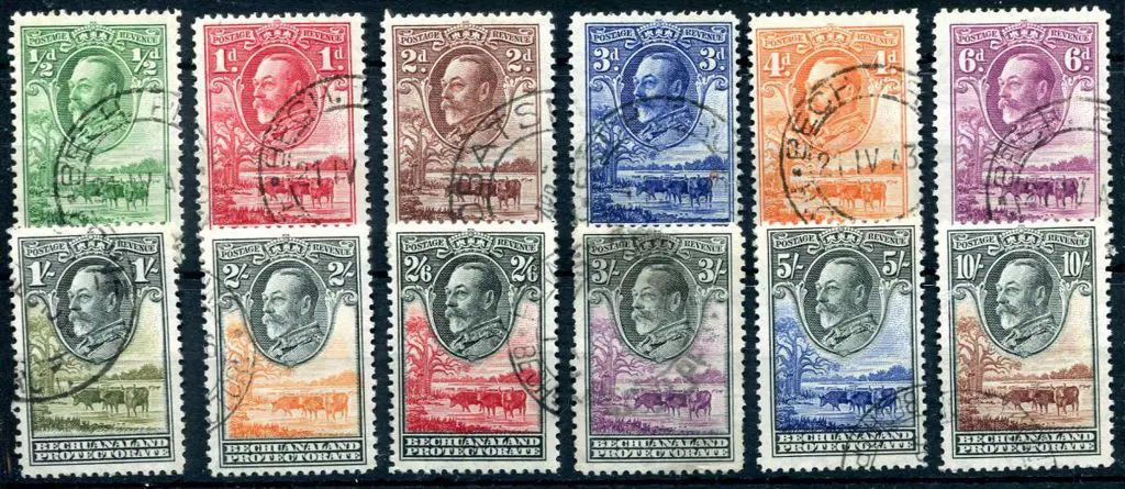 Bechuanaland 1932 KEVII defins to 10/- fine used ... Image 1++