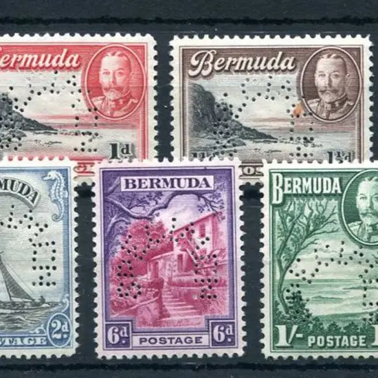 Bermuda 1936 ½d to 1/6d Pictorials perfined ...