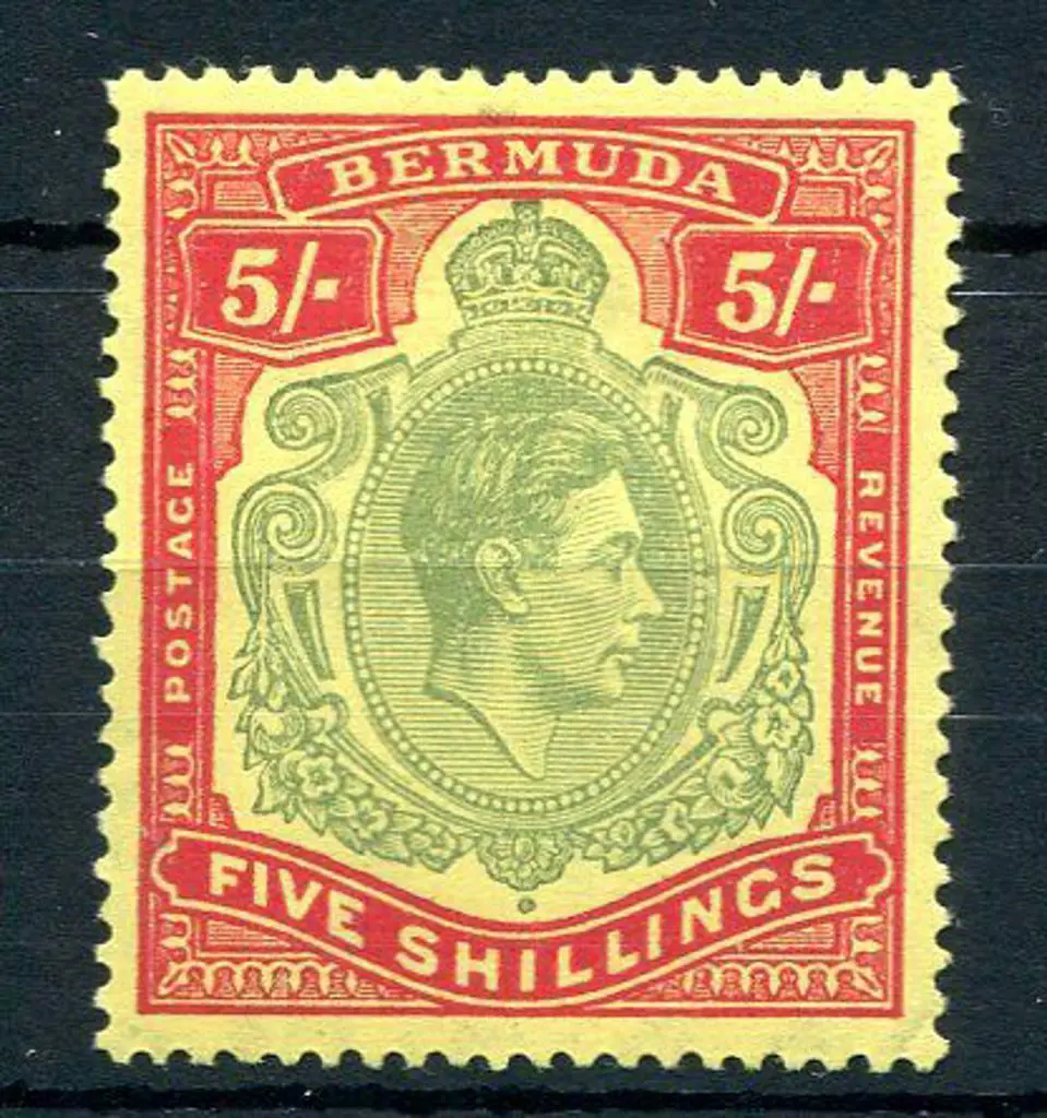 Bermuda 1938/53 5/- pale bluish-green & ... Image 1++