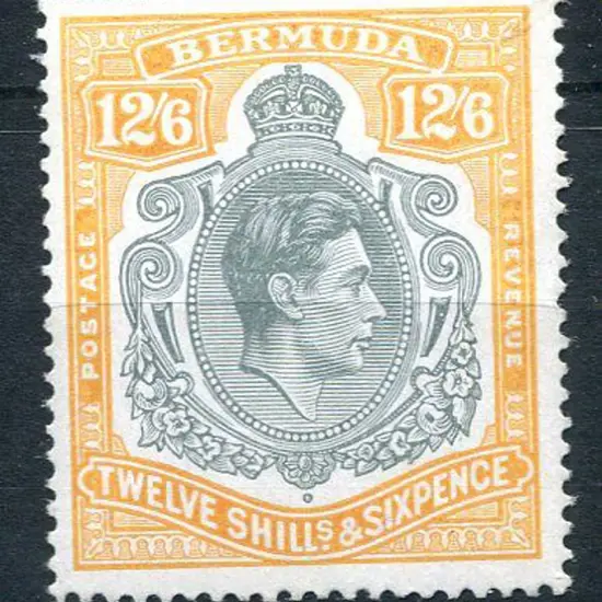 Bermuda 1938/51 12/6d grey & yellow-orange KGVI, ...