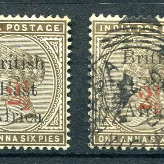 British East Africa 1895 "2½d" on 1a6p sepia ...