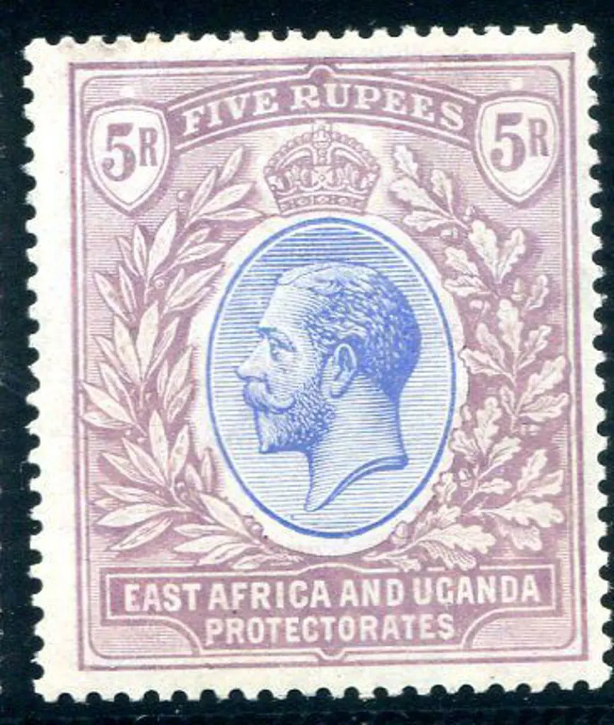 British East Africa 1921 5r blue & dull purple ... Image 1++