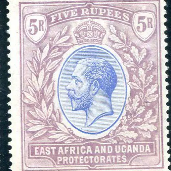 British East Africa 1921 5r blue & dull purple ...