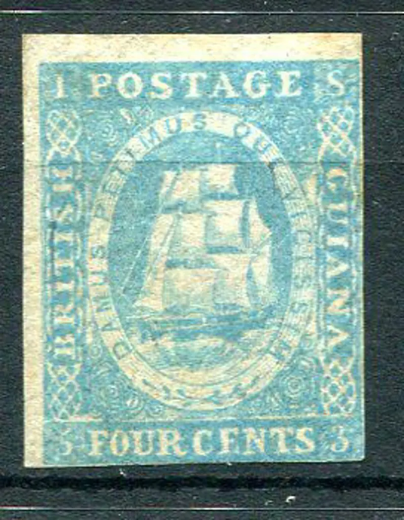 British Guiana 1853/55 4¢ pale blue. MLH with ... Image 1++