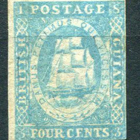 British Guiana 1853/55 4¢ pale blue. MLH with ...