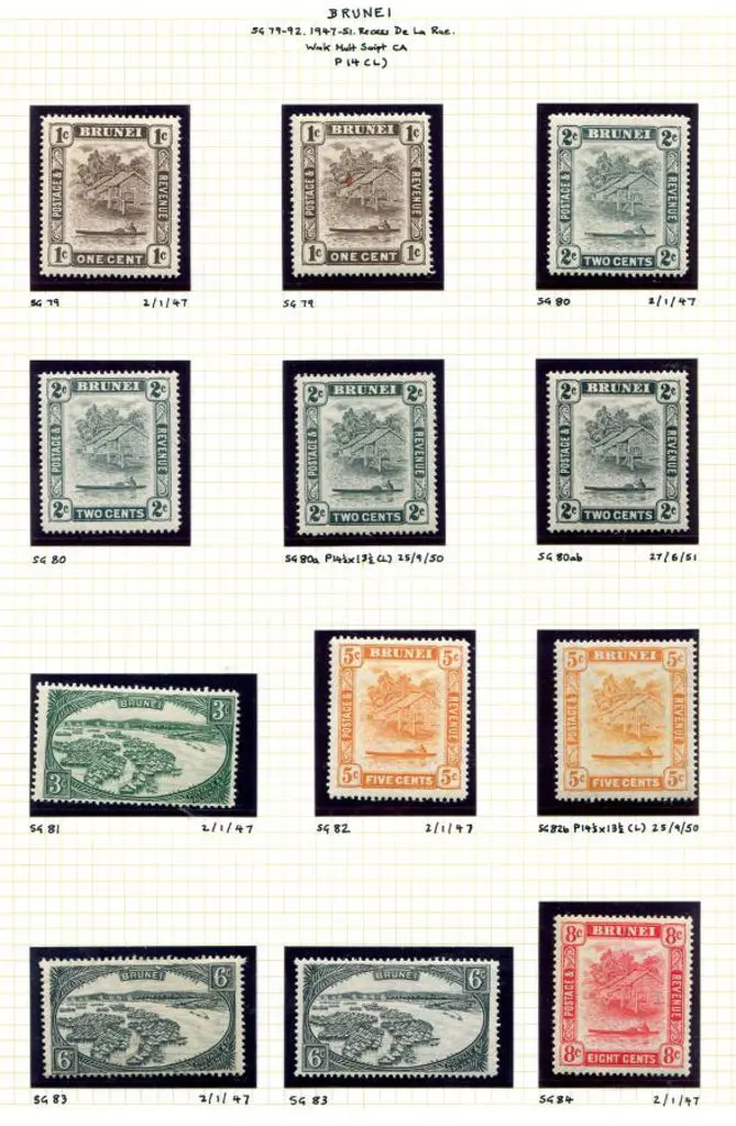 Brunei 1947/51 Defins to $10 incl perf changes & ... Image 1++