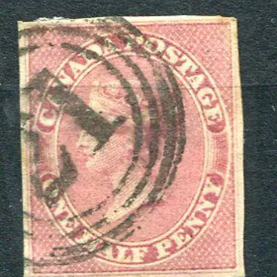 Canada 1852/57 ½d deep rose imperf with clear ...