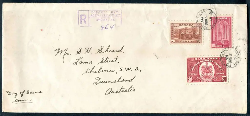 Canada 1938 (15th June) long Toronto Registered ... Image 1++