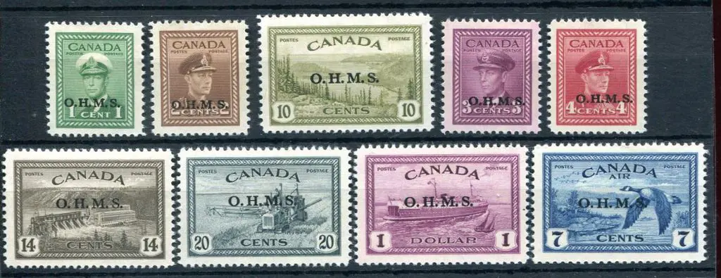 Canada 1949 Officials to $1 ovptd "O.H.M.S.". ... Image 1++