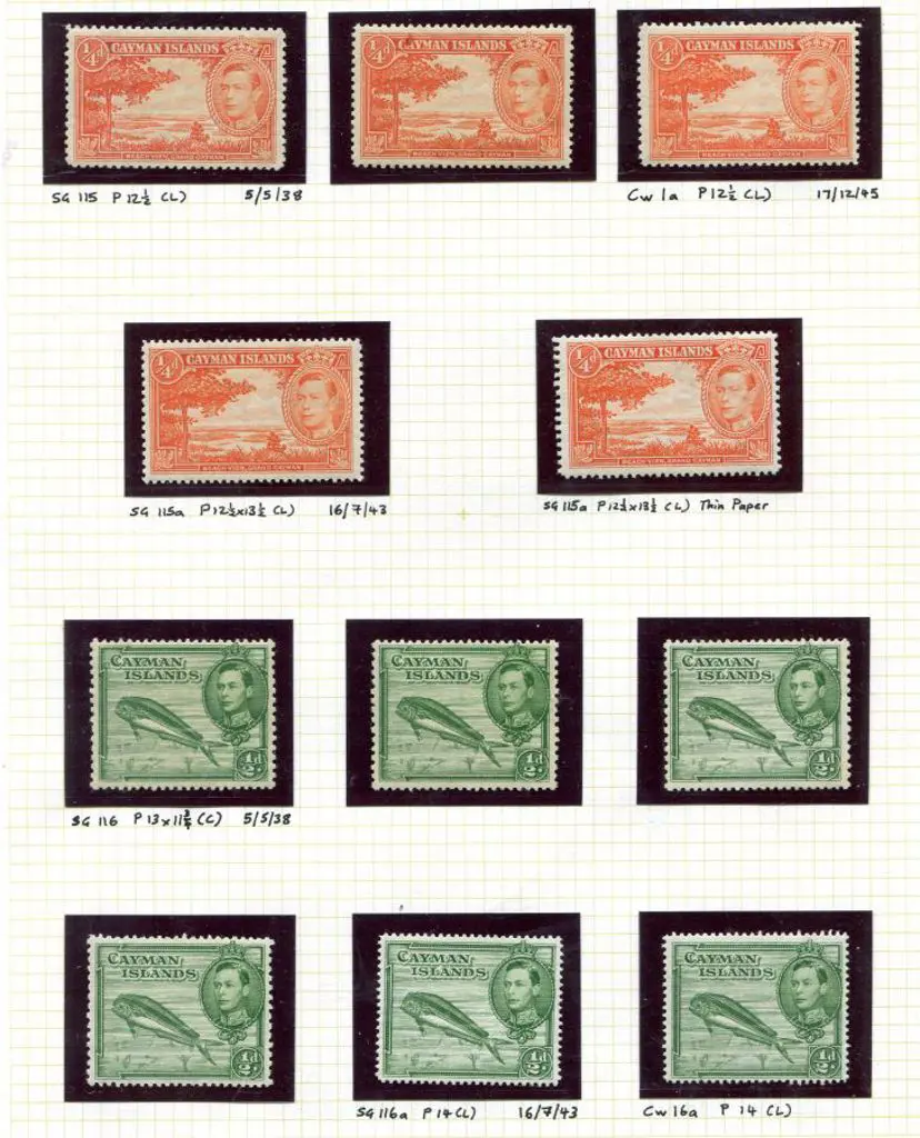 Cayman Is 1938/48 ¼d to 10/- KGVI Pictorials incl ... Image 1++