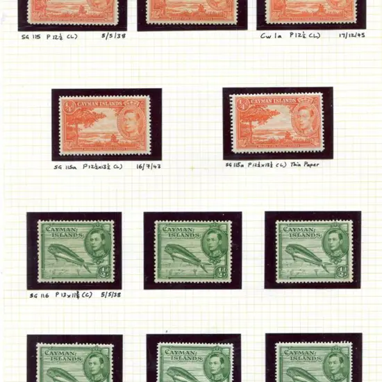 Cayman Is 1938/48 ¼d to 10/- KGVI Pictorials incl ...