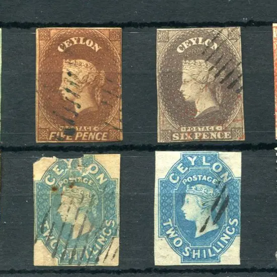 Ceylon 1857/60 Used group comprising 2d (SG 3), 5d ...