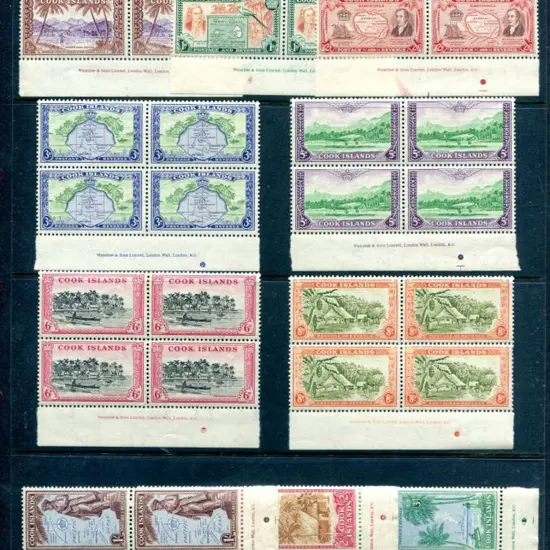 Cook Island 1949/61 ½d to 3/- Pictorials set of 10 ...