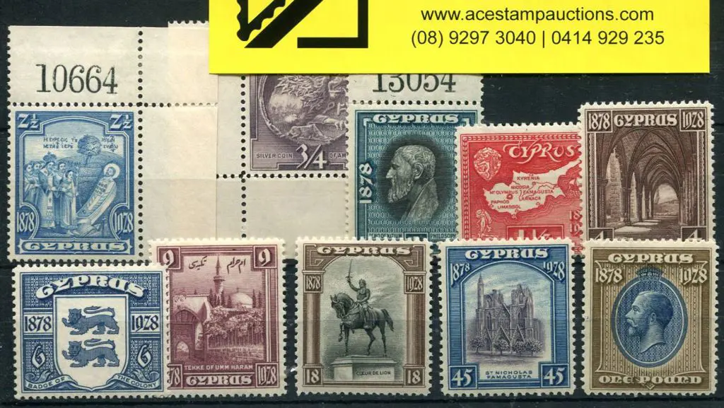 Cyprus 1928 British Rule Anniv set of 10 to £1. ... Image 1++