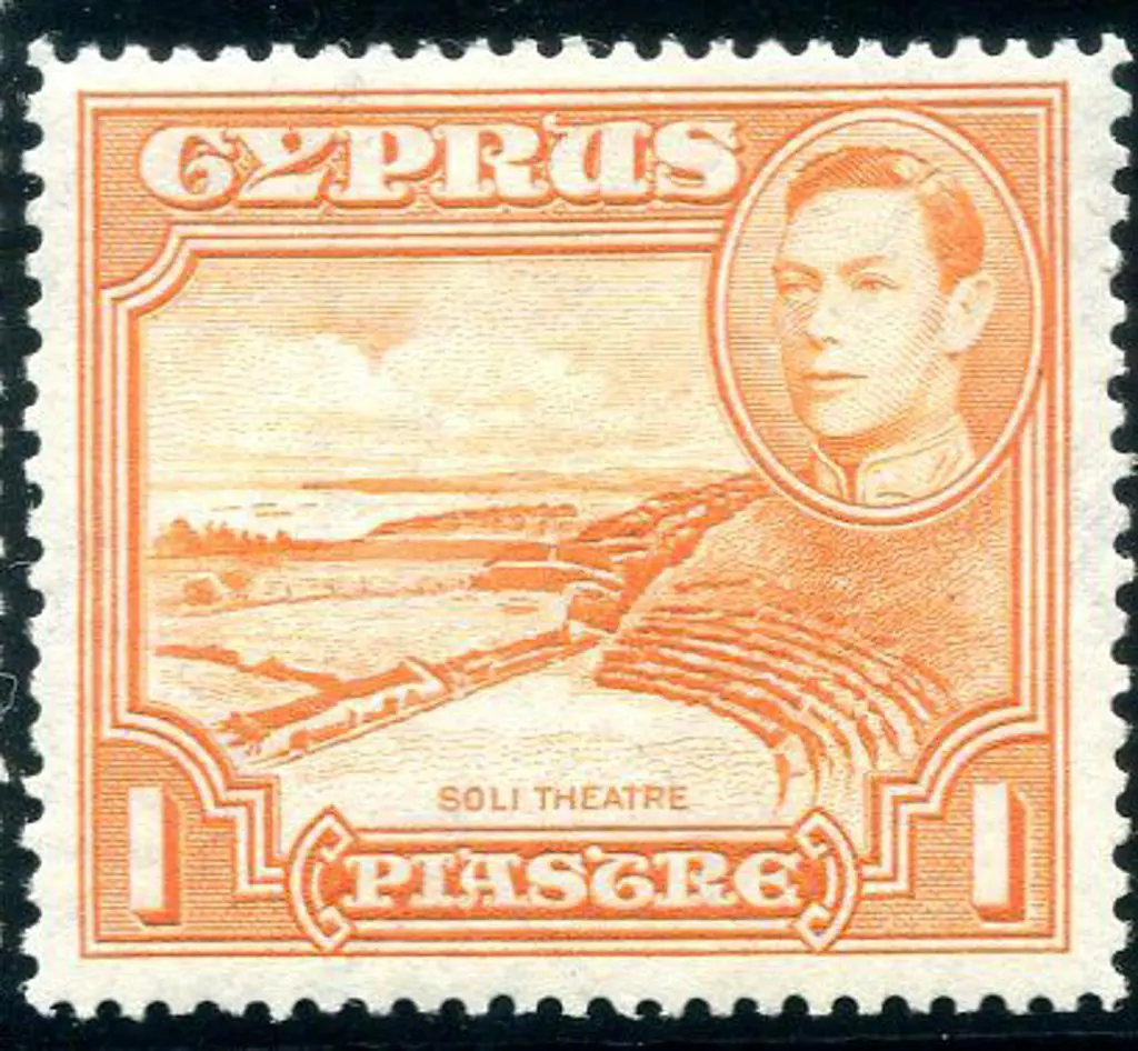 Cyprus 1938/51 1pi orange Soli Theatre, perf. 13½ ... Image 1++