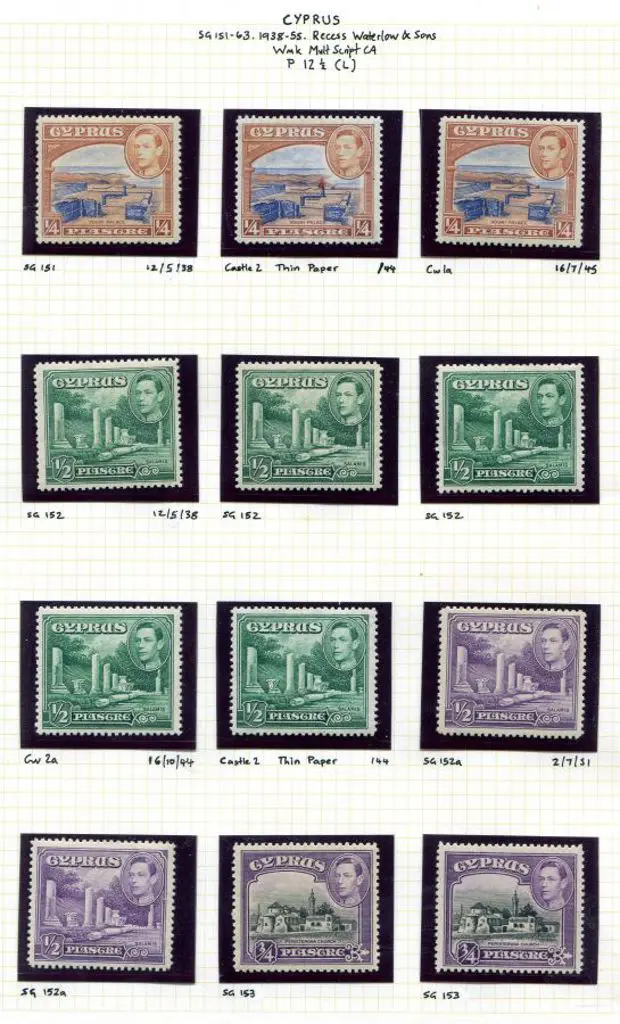 Cyprus 1938/55 ¼pi to 10/- KGVI specialised range ... Image 1++