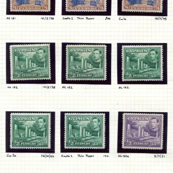 Cyprus 1938/55 ¼pi to 10/- KGVI specialised range ...