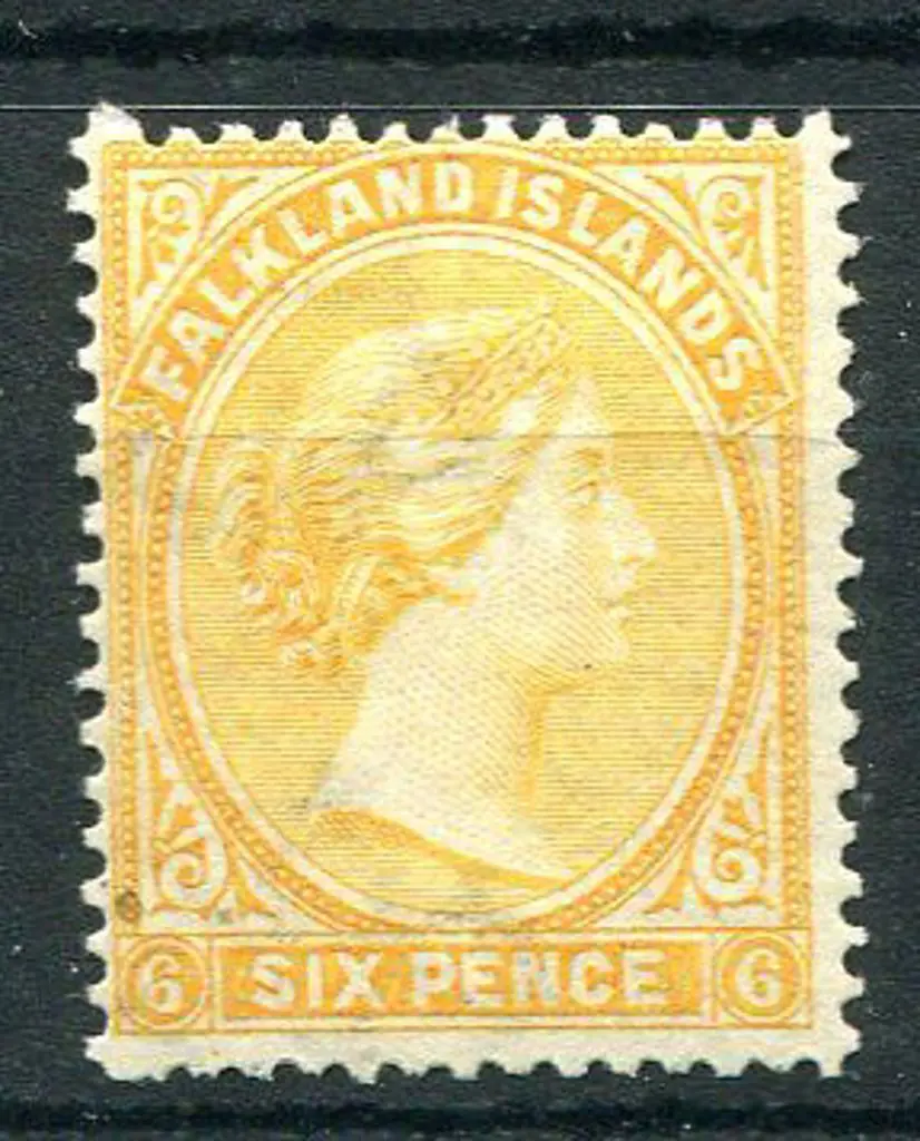 Falkland Is 1891/1902 6d yellow QV. Fine MLH. SG ... Image 1++