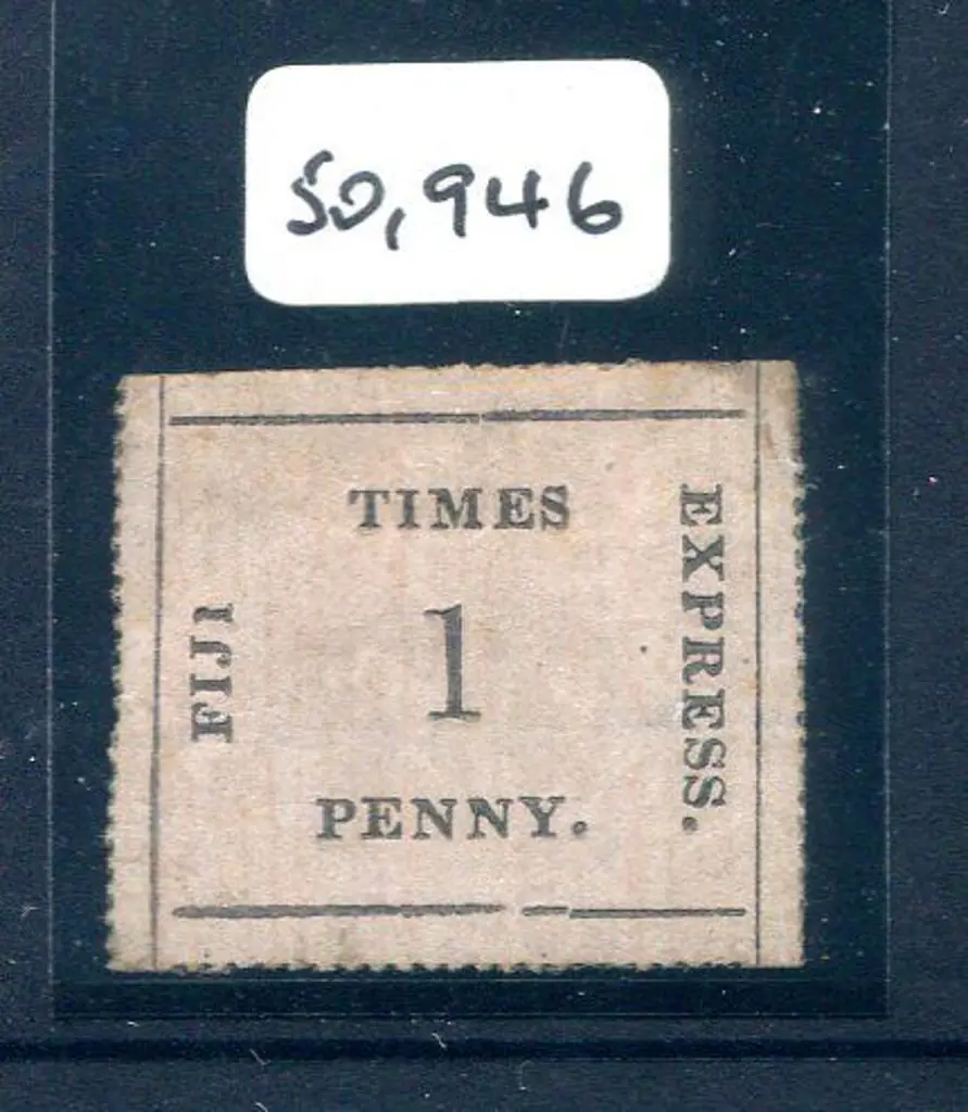 Fiji 1870/71 1d black on rose "Times Express" ... Image 1++