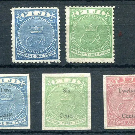 Fiji 1871 1d blue & 3d pale yellow-green MNG SG 10 ...