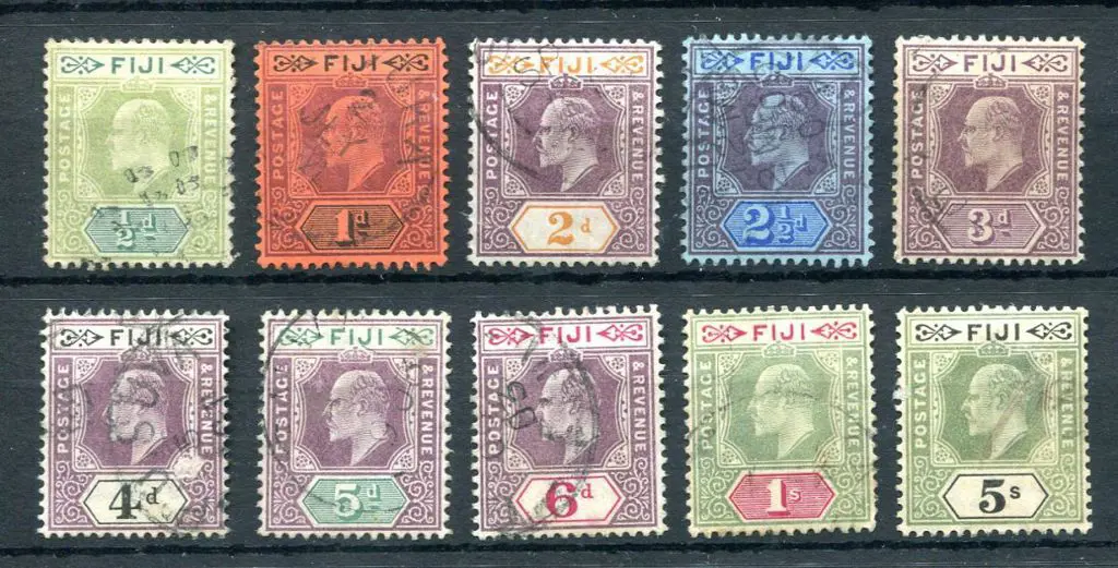 Fiji 1903 ½d to 5/- KEVII set of 10. Fine used, ... Image 1++