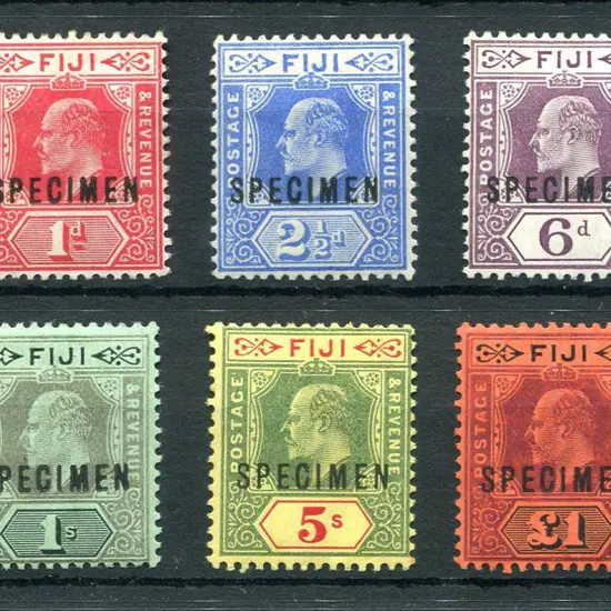 Fiji 1906/12 1d to £1 KEVII MCA wmk set of 6 ovptd ...