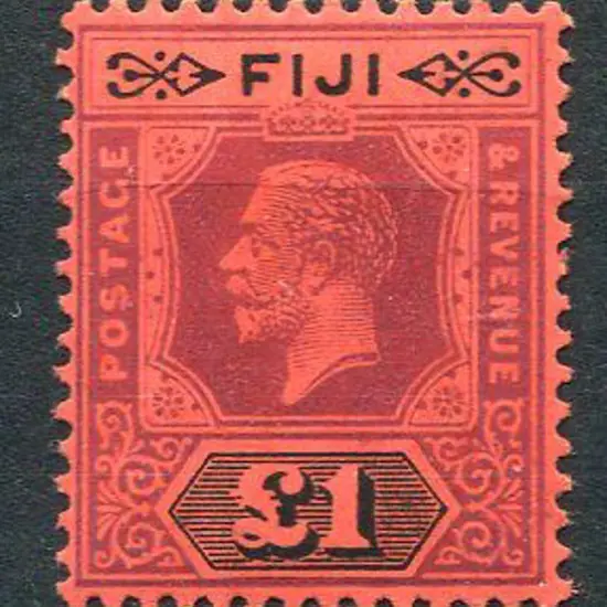 Fiji 1912/23 £1 purple & black on red KGV Die II. ...