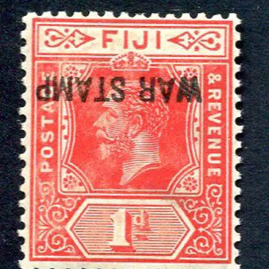 Fiji 1915 1d carmine KGV with inverted "WAR STAMP" ...